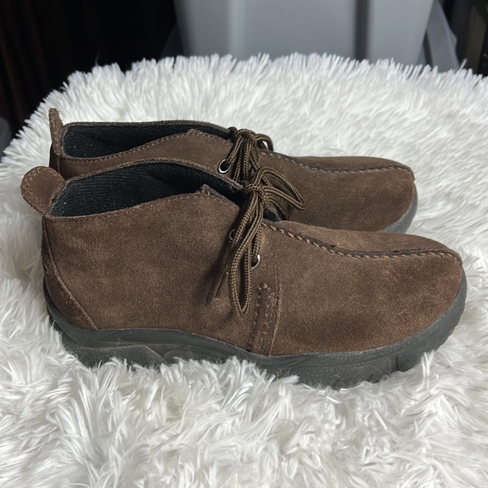 Roper Performance Western Brown Suede Leather Lace Up Loafers 6.5